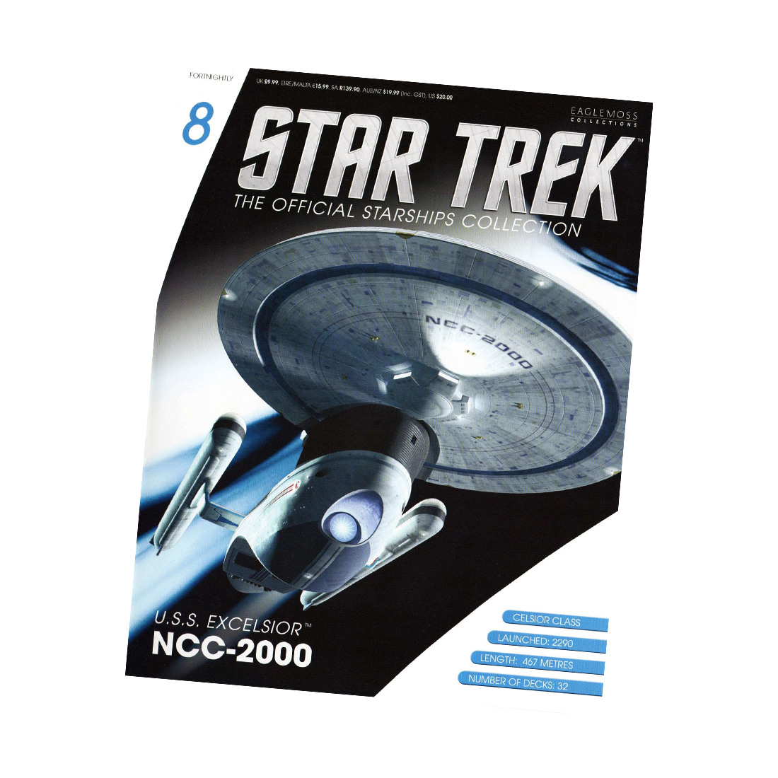U.S.S. Excelsior NCC-2000 & Magazine (#08) - Eaglemoss Star Trek Starships Collection
