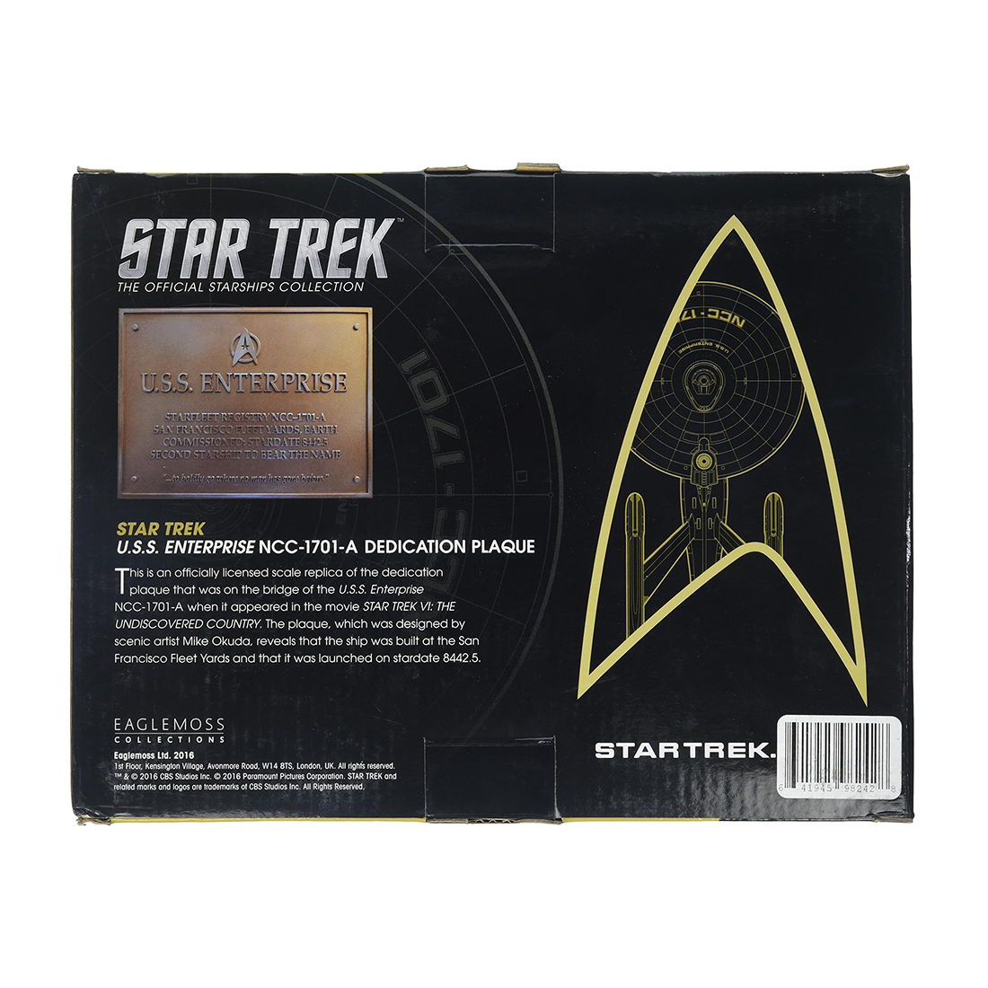 Star Trek USS Enterprise NCC-1701-A Dedication Plaque