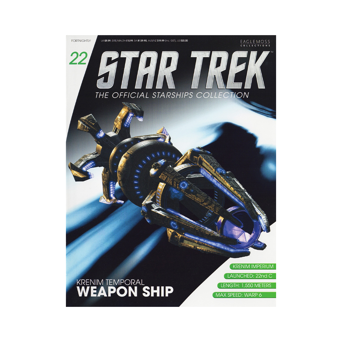 Krenim Temporal Weapon Ship & Magazine (#22) - Eaglemoss Star Trek Starships Collection