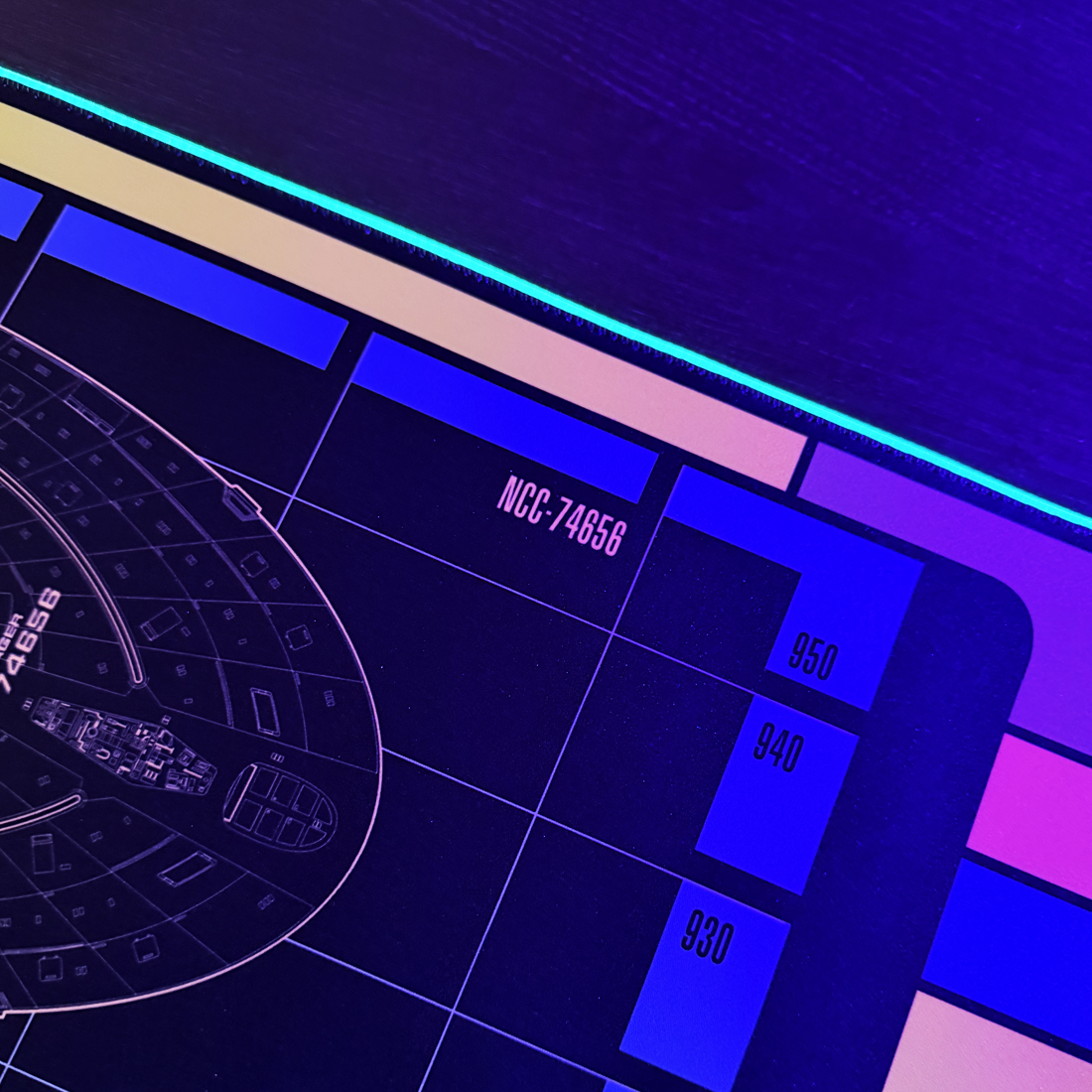 Star Trek - USS Voyager LCARS Large LED Gaming Mouse Pad
