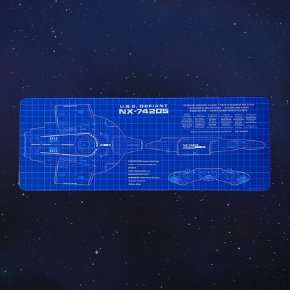 Star Trek - DS9 Defiant Blueprint Large Gaming Mouse Pad